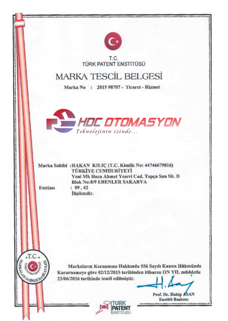 MARKA-TESCİL-HDCOtomasyon.com.tr